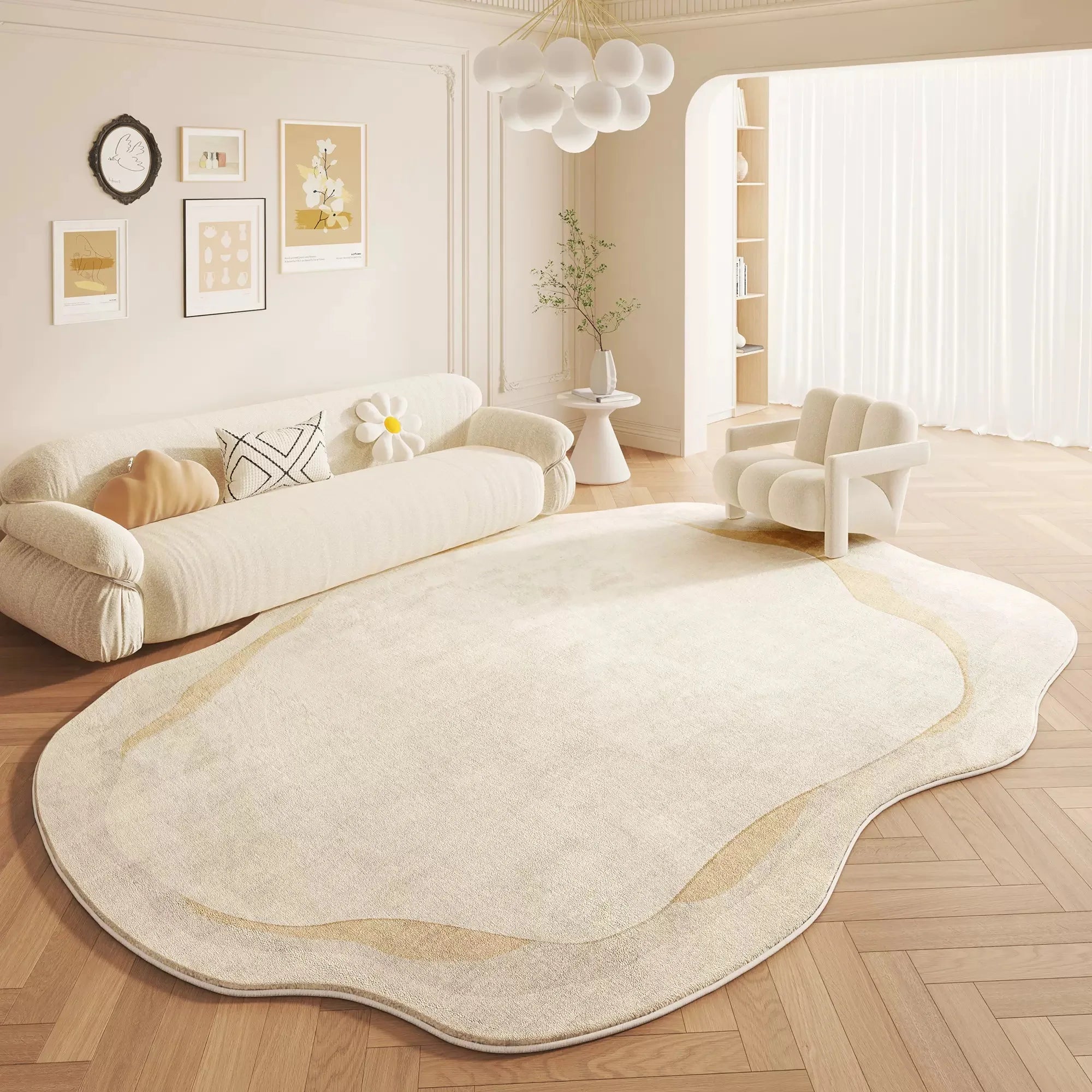 VIMAKA Cream Luxury Imitation Cashmere Rug – Soft, Stylish & Dirt-Resistant