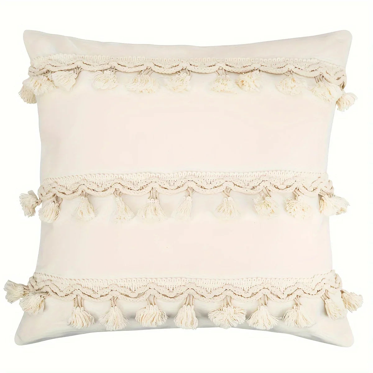 GeoBoho - Housse de coussin beige à motif géométrique | décoration