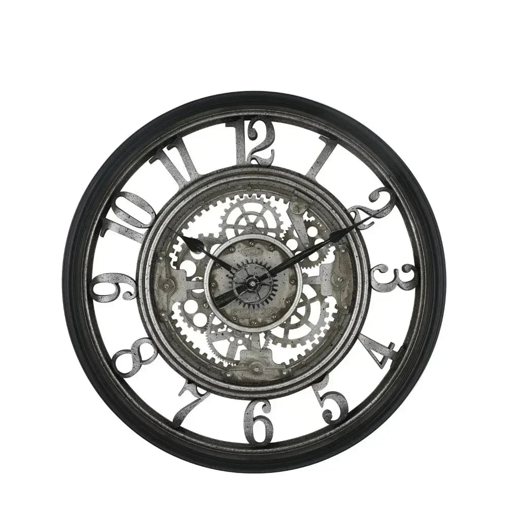 RusticGear - Reloj de pared de metal con números arábigos