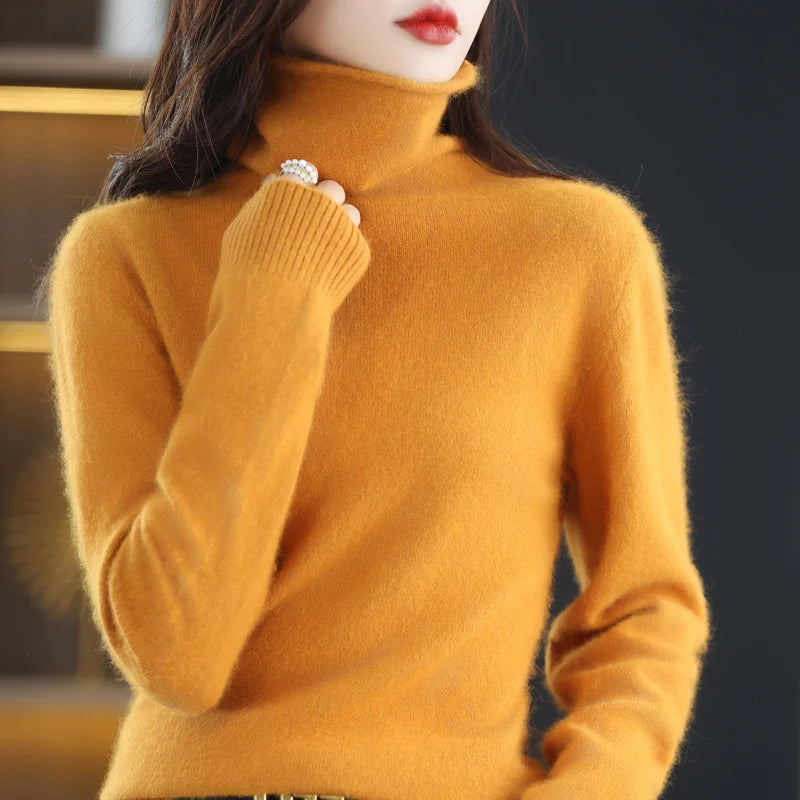 Lavorazione a maglia giapponese: maglione a collo alto in 100% cashmere - Pullover ampio da donna per l'autunno/inverno