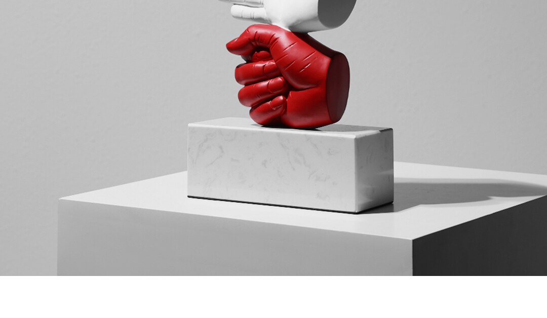 Rock Paper Scissor Designer Handgemaakte sculptuur met verzwaarde standaard