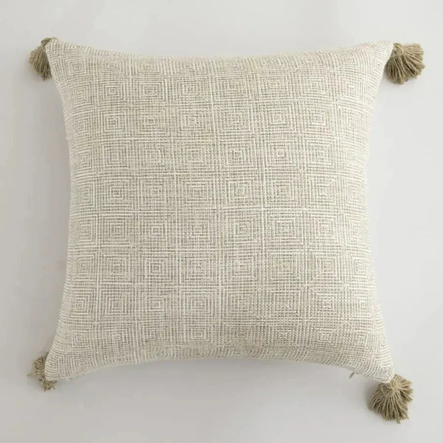 CreamCozy - Housse de coussin décorative avec lin