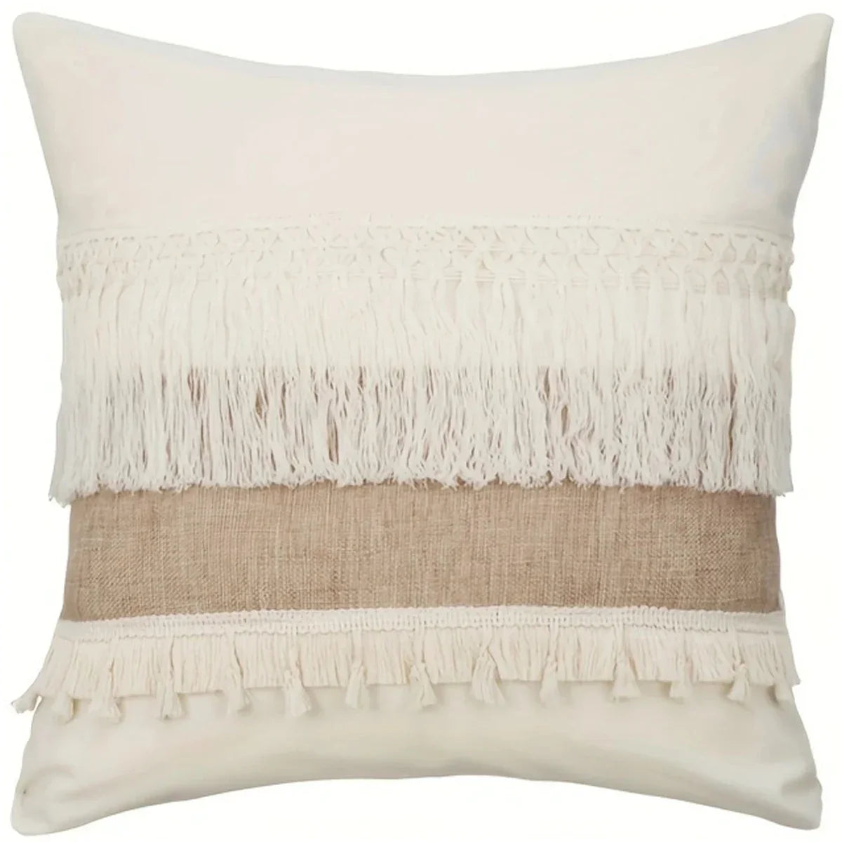 GeoBoho - Housse de coussin beige à motif géométrique | décoration