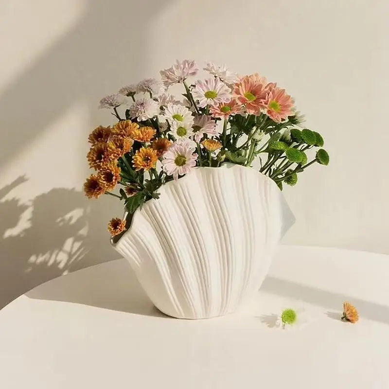 Vaso in ceramica Conchiglia di mare Foglia di loto Forma di foglia Accessori per composizioni floreali Vaso di fiori Accessori per la decorazione della stanza del terrario