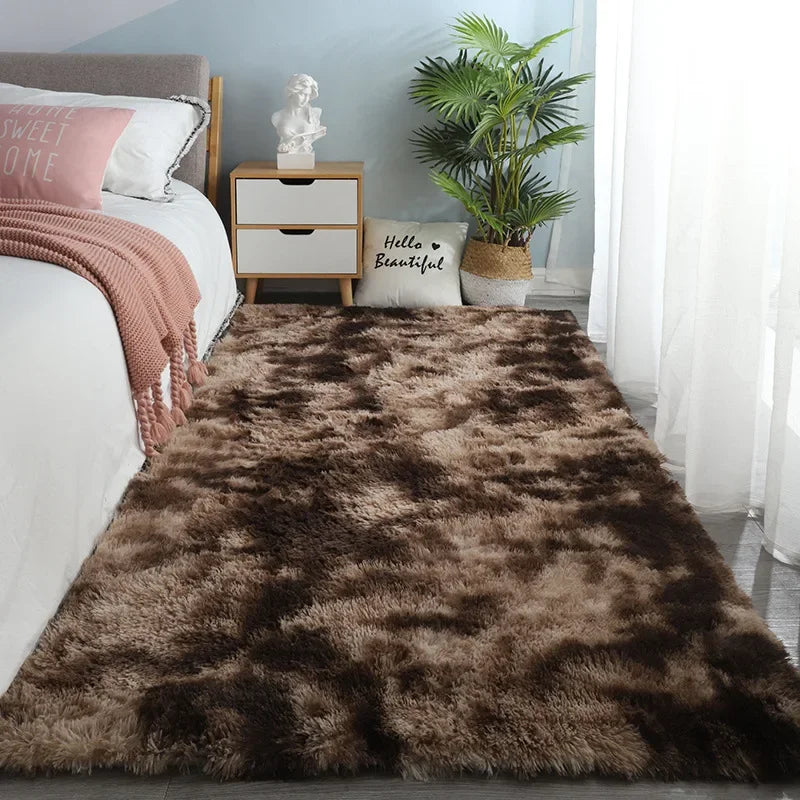 Sara’s Nordic Silk Tie-Dye Plush Carpet – Modern Bedroom & Living Room Rug