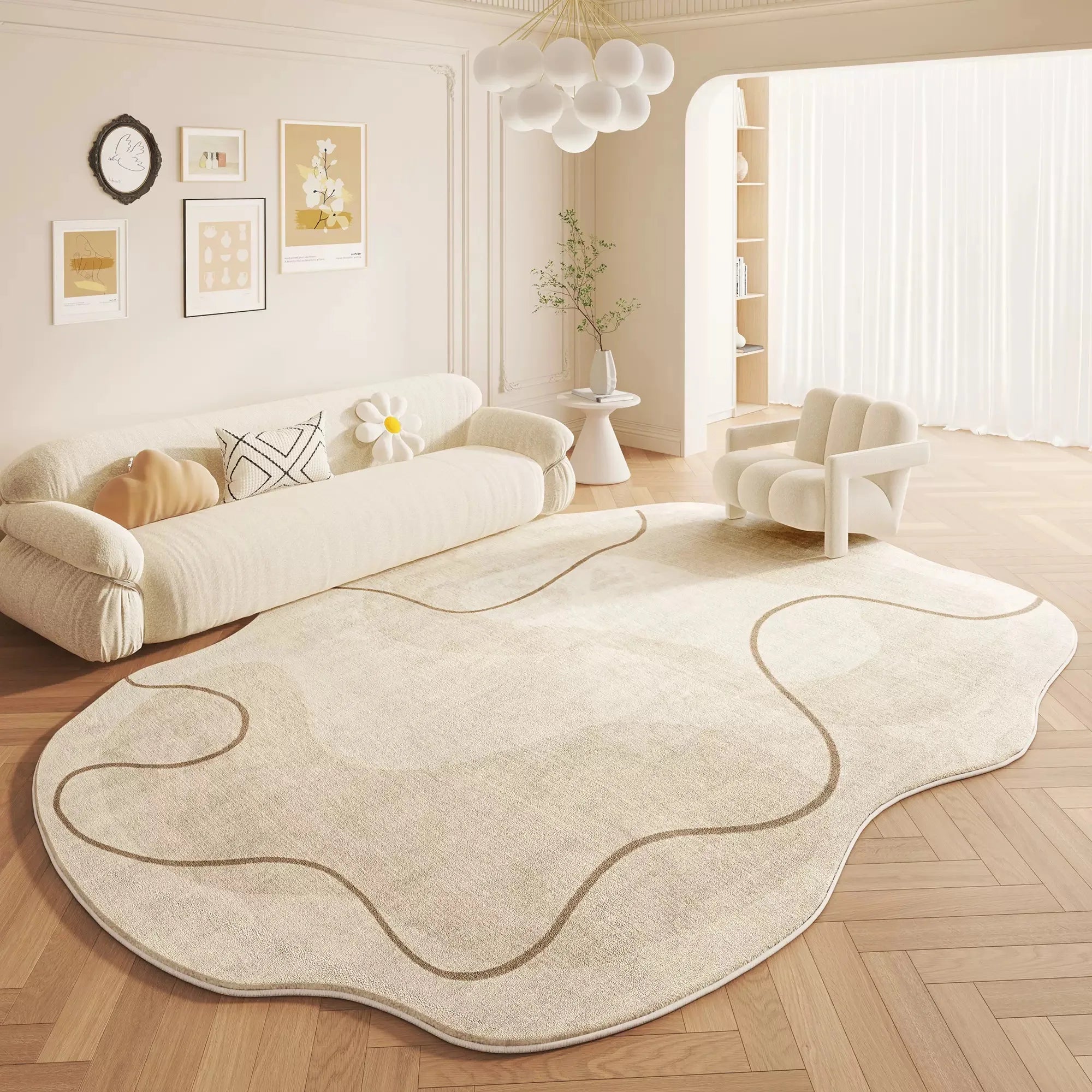 VIMAKA Cream Luxury Imitation Cashmere Rug – Soft, Stylish & Dirt-Resistant