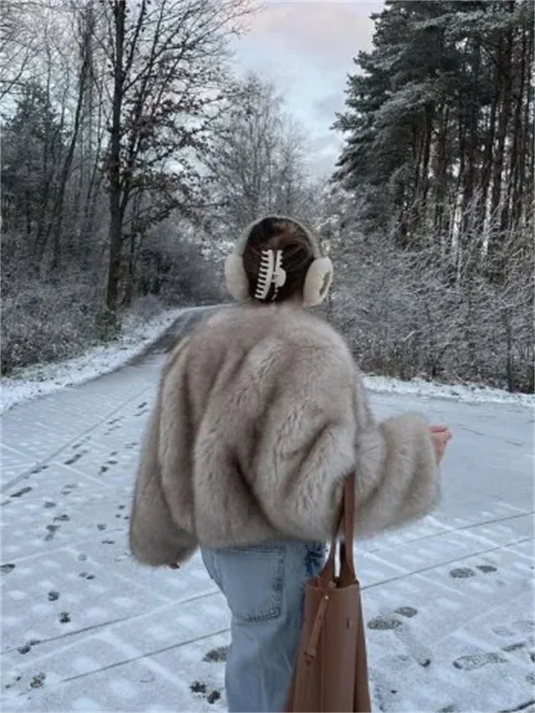 Chloe Jacke – Flauschiger Kunstfell-Langarmmantel für den Winter