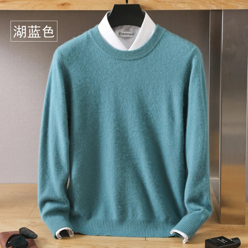 Luxus 100 % reiner Nerz | Japanischer Strick | Kaschmirpullover - Pullover mit Rundhalsausschnitt