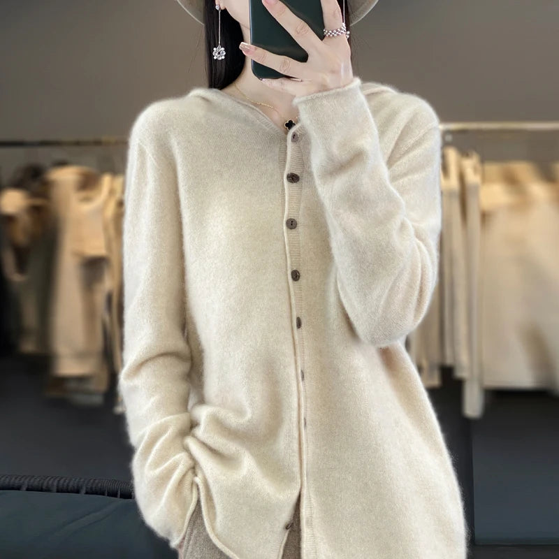 Pauline: 100% Wool Cardigan Sweater for winter