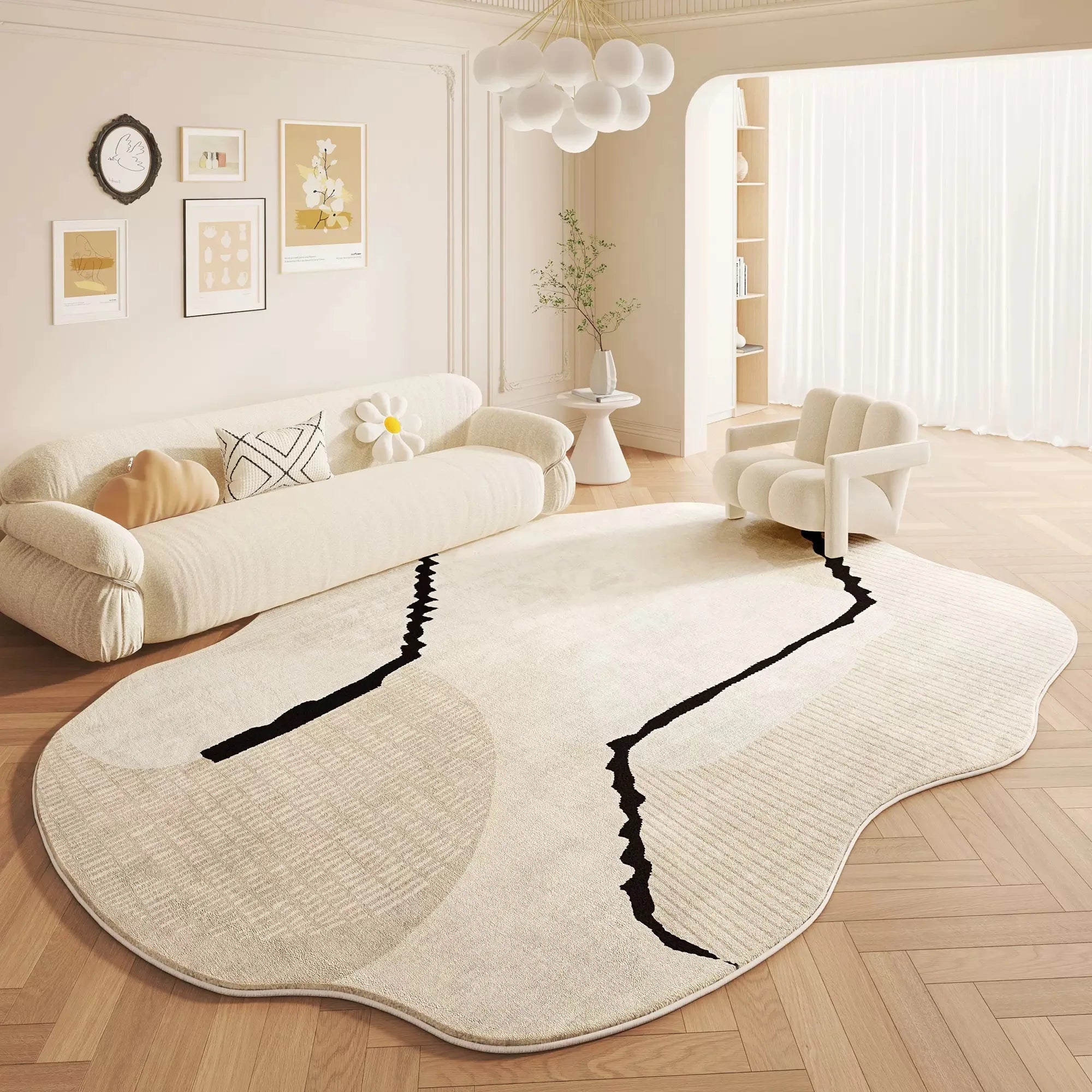 VIMAKA Cream Luxury Imitation Cashmere Rug – Soft, Stylish & Dirt-Resistant