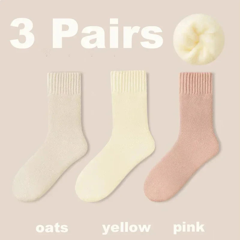 Chaussettes en Laine Douces pour Femmes - Ensemble de 3 Paires