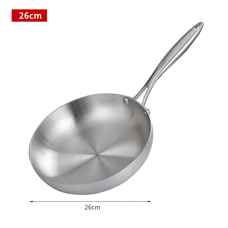 Sartén de acero inoxidable 304 – Utensilios de cocina antiadherentes sin revestimiento para cocinas de gas y cocinas de inducción, 28 cm