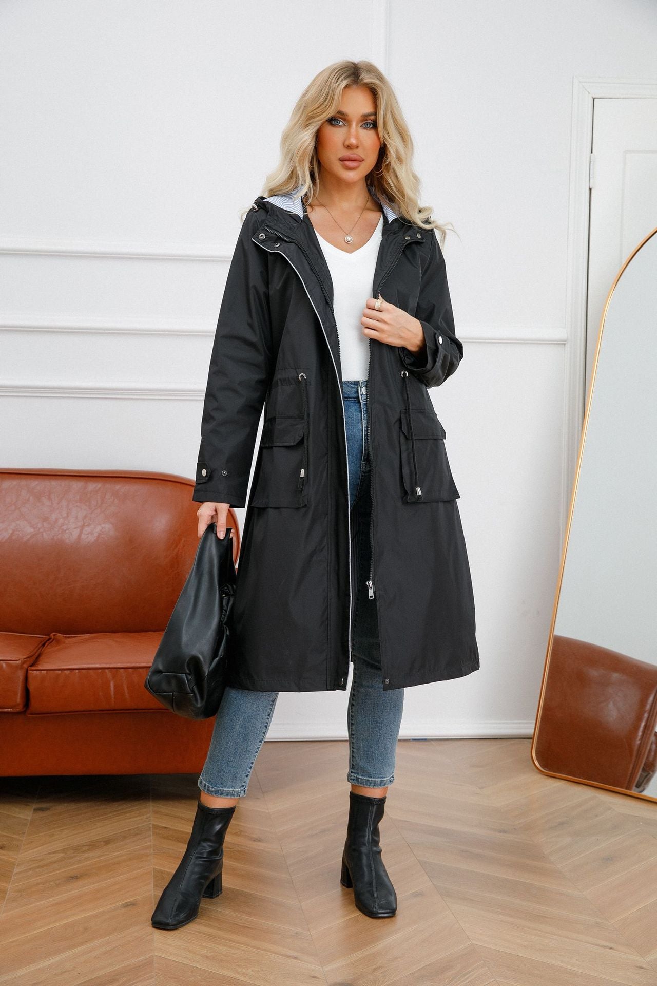 Lisa: Waterdichte trenchcoat/jas met capuchon - herfstwindjack voor dames