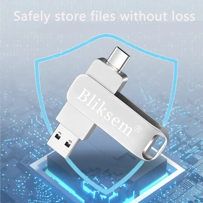 Bliksem Chiavetta USB Tipo-C 32GB/64GB | USB 2.0 ad alta velocità | Pen Drive Mini Metal 3-in-1 per PC e Mobile