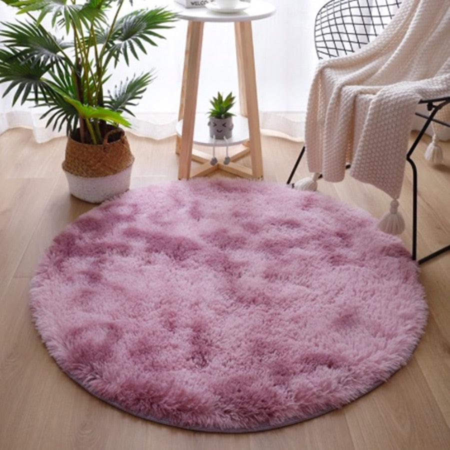 Tapis rond doux et moelleux