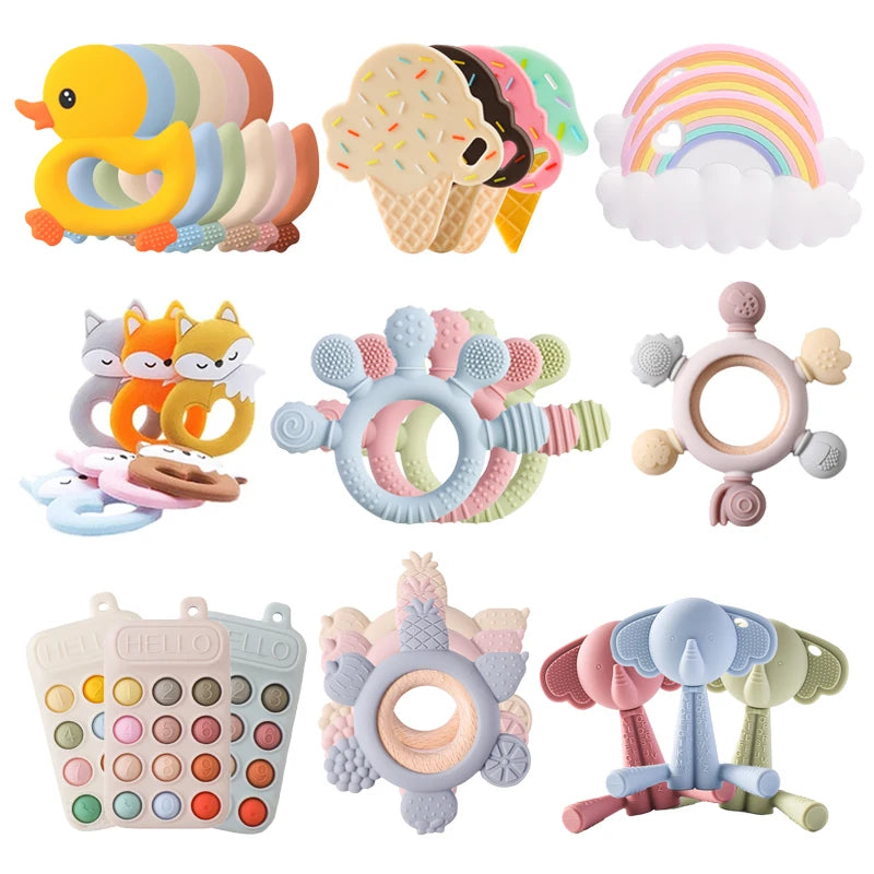 Maya's Baby Teether Giocattolo per la dentizione in silicone - Senza BPA, sonaglio a forma di cartone animato per 0-12 anni