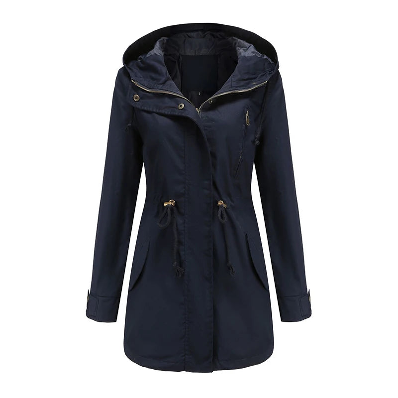 Lena: Katoenen trenchcoat/jas met capuchon - Lente- en herfstwindjack voor dames