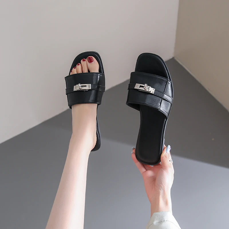 Lea Peep Toe Flat Sandals