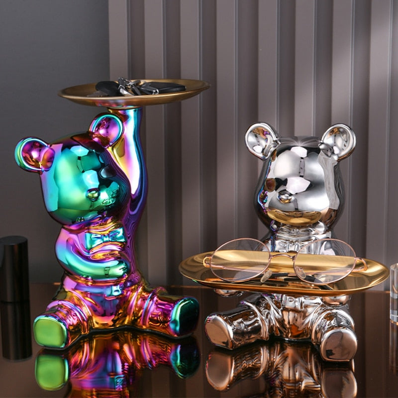 Multi Function Electroplating Bear Doll Shelf Piggy Bank