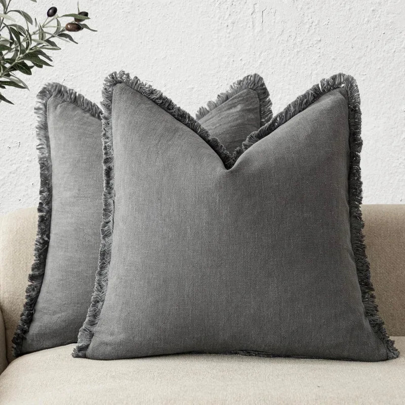 Decorative Nordic Frill Cotton & Linen Cushion Covers - 6 Colours