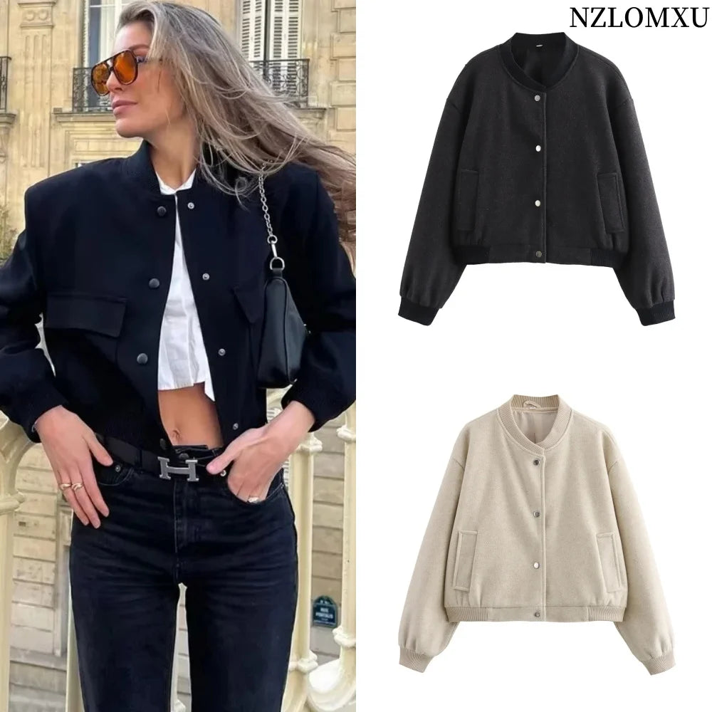 Mona: Autumn Cropped Bomber Jacket