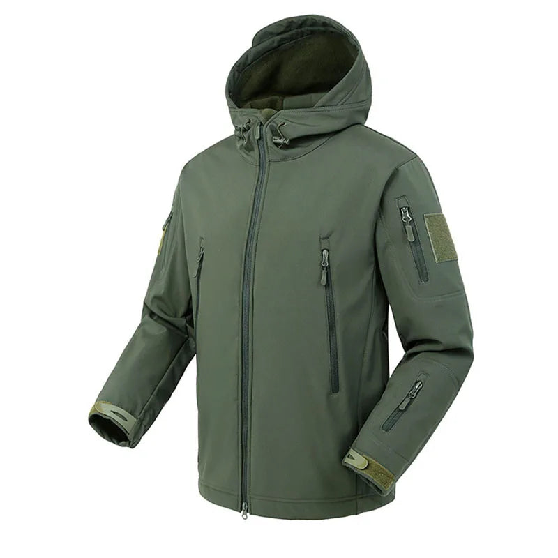 Veste militaire à coque souple en peau de requin – Manteau tactique coupe-vent et imperméable à capuche chaud