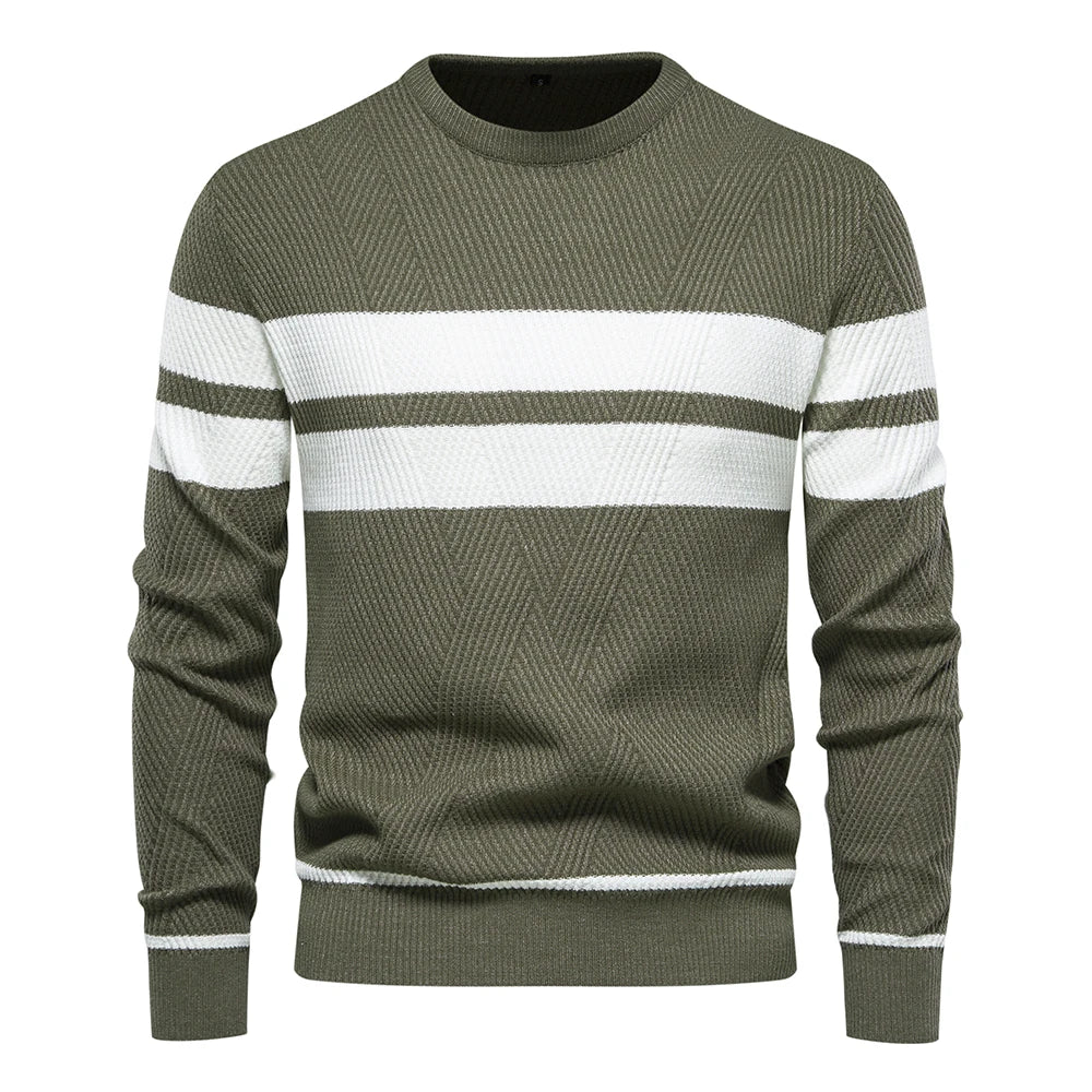 Maglione pullover da uomo del nuovo autunno: scollo a O, manica lunga, vestibilità slim