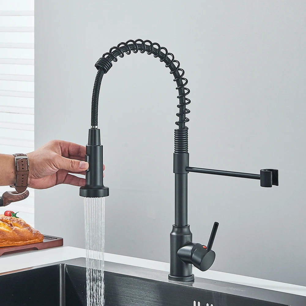 Sophia Matte Black Kitchen Faucet – Deck-Mounted Hot & Cold Water Tap