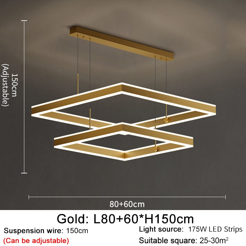 YLK Kare - Moderne led lysekrone for stue luksus kvadratisk design