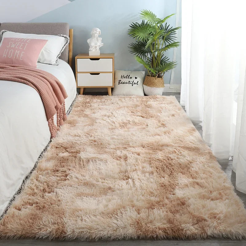 Sara’s Nordic Silk Tie-Dye Plush Carpet – Modern Bedroom & Living Room Rug