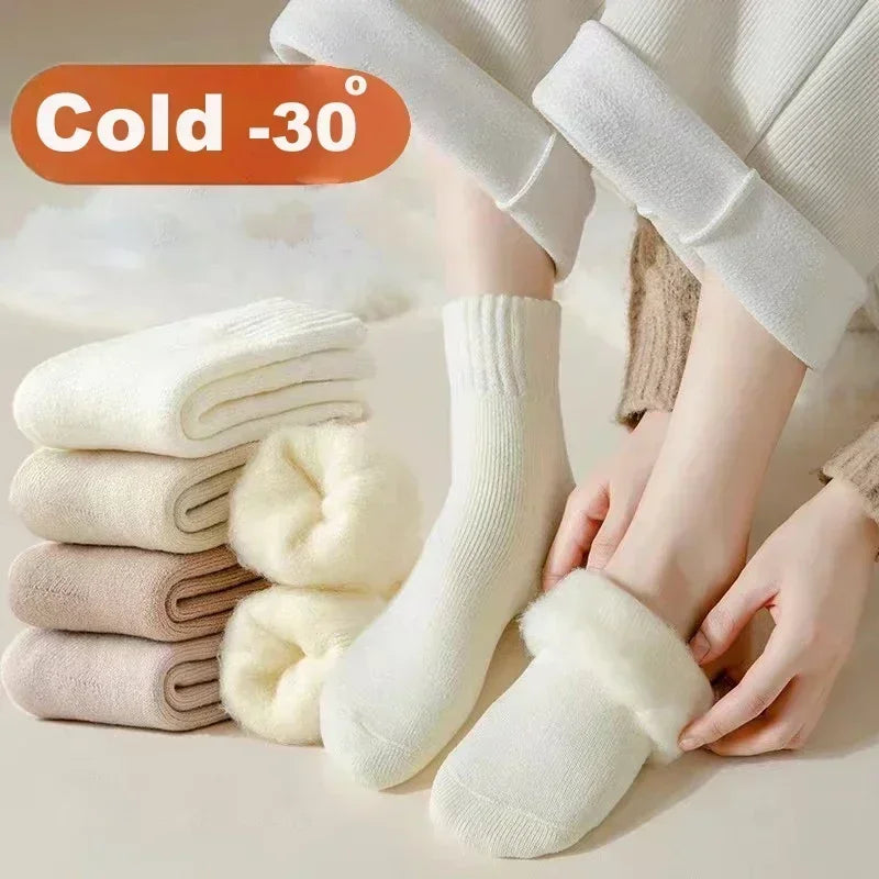 Plush Wool Socks for Women - 3 Pair Set