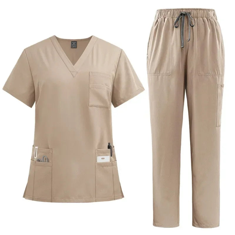 Classic Nurse Scrubs Set for Men & Women – Medical Uniform, Surgical, Dental, Clinical Workwear – Top & Pants Set