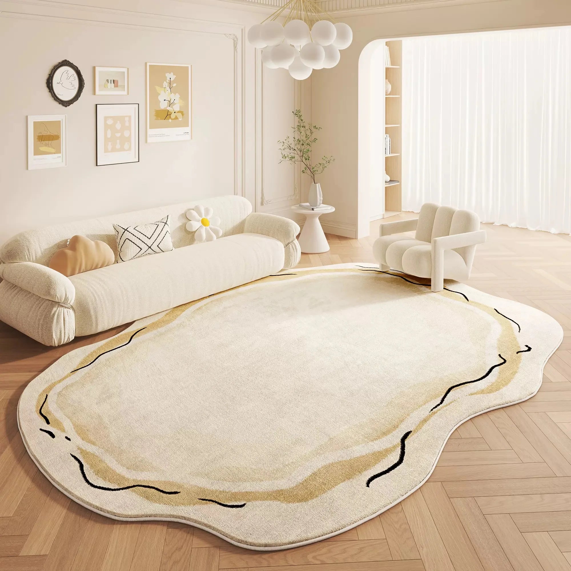 VIMAKA Cream Luxury Imitation Cashmere Rug – Soft, Stylish & Dirt-Resistant