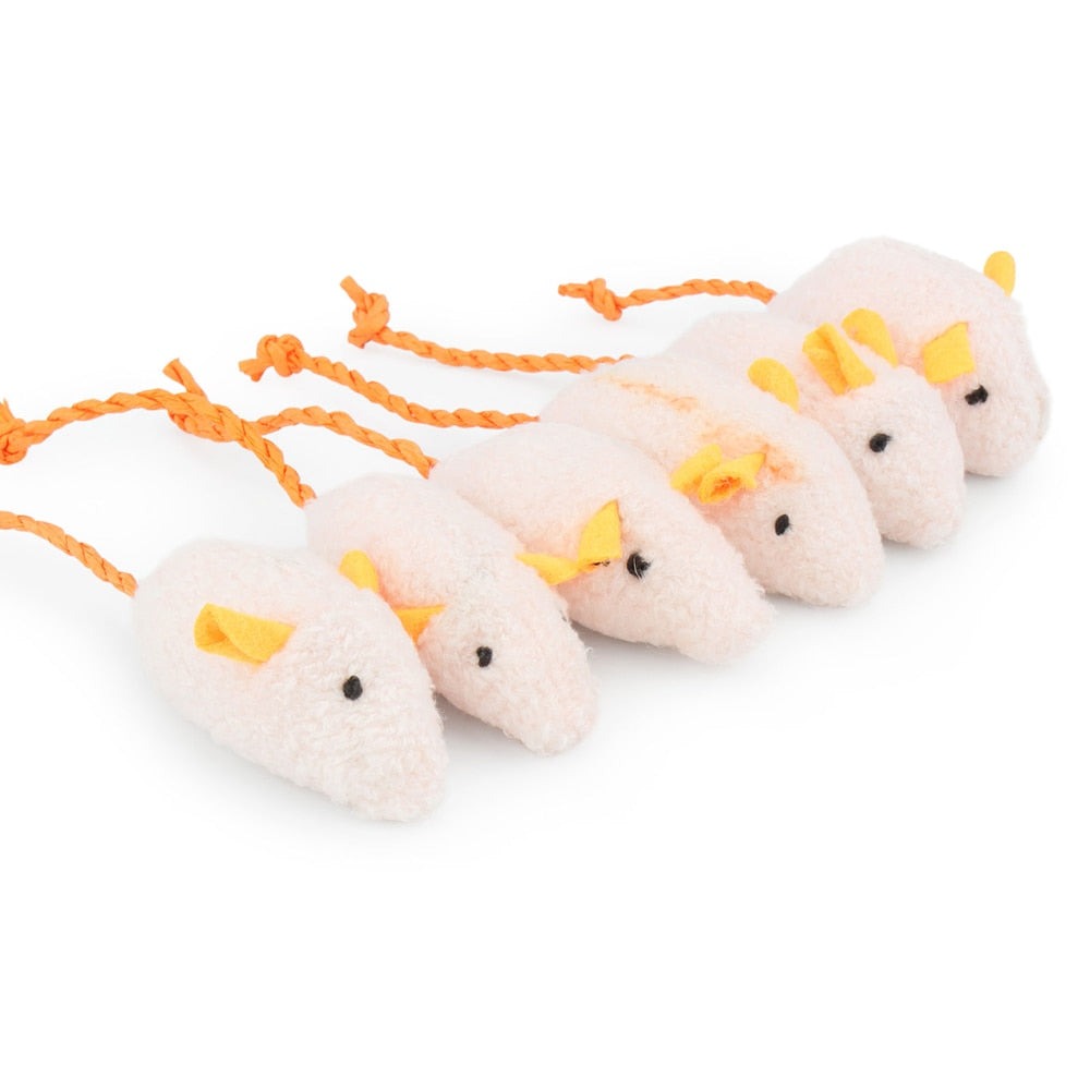 Lot de 6 souris en peluche avec herbe à chat