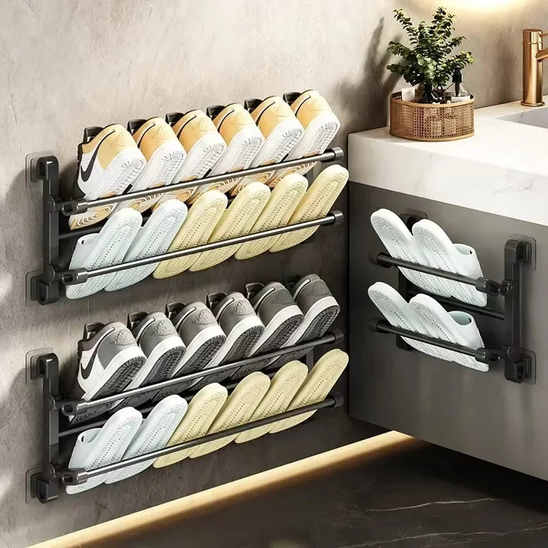 Sara Wall-Mounted Folding Shoe Rack – Space-Saving Bathroom Storage