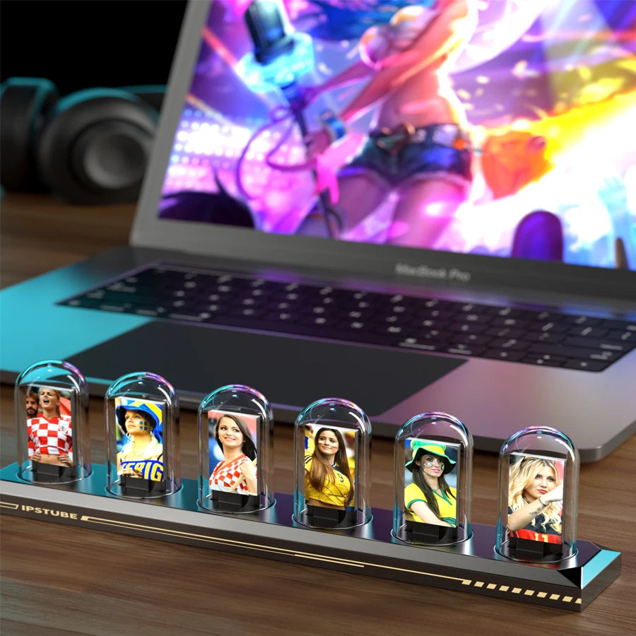 Aurora RGB Nixie Clock – LED Glow IPS Display for Gaming & Home Decor