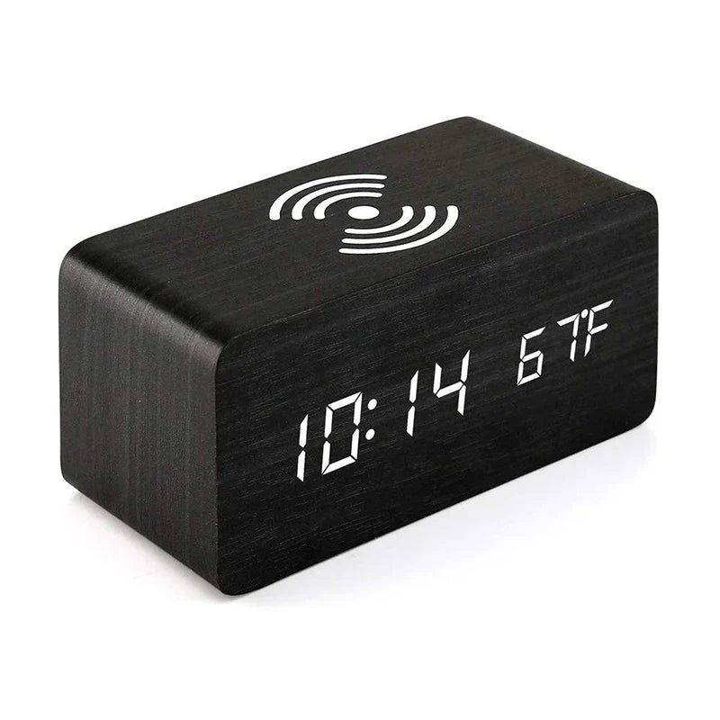 EcoTime – LED Wooden Alarm Clock with Temperature Display