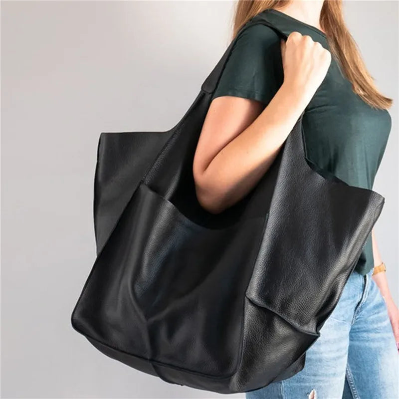 MILLICENT | OVERSIZED LEDEREN TOTE BAG