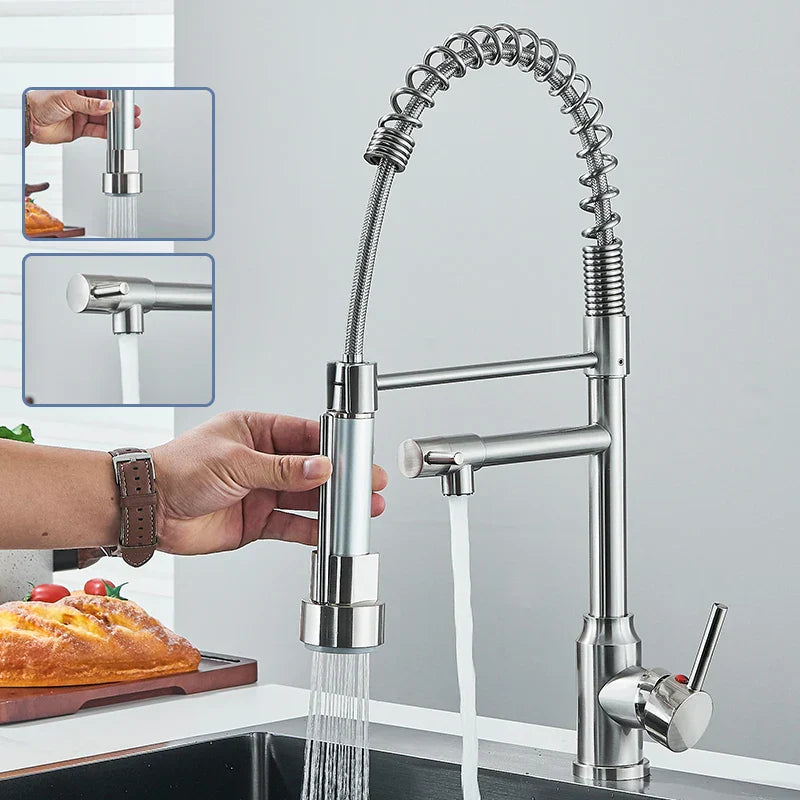 NickelFlex – Miscelatore da cucina con rubinetto con funzione girevole a 360°