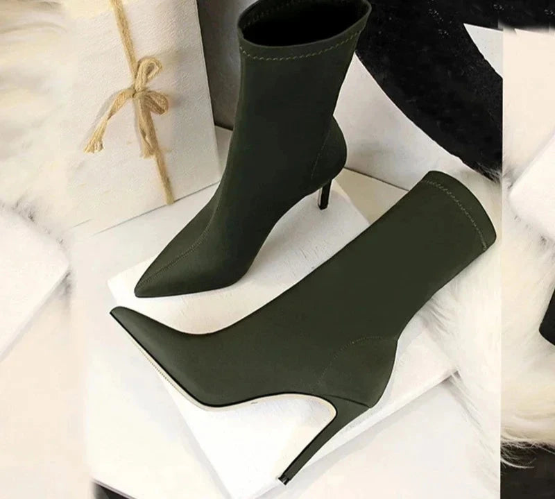 Kai Luxe: Bold Pointed Toe High Heel Ankle Boots