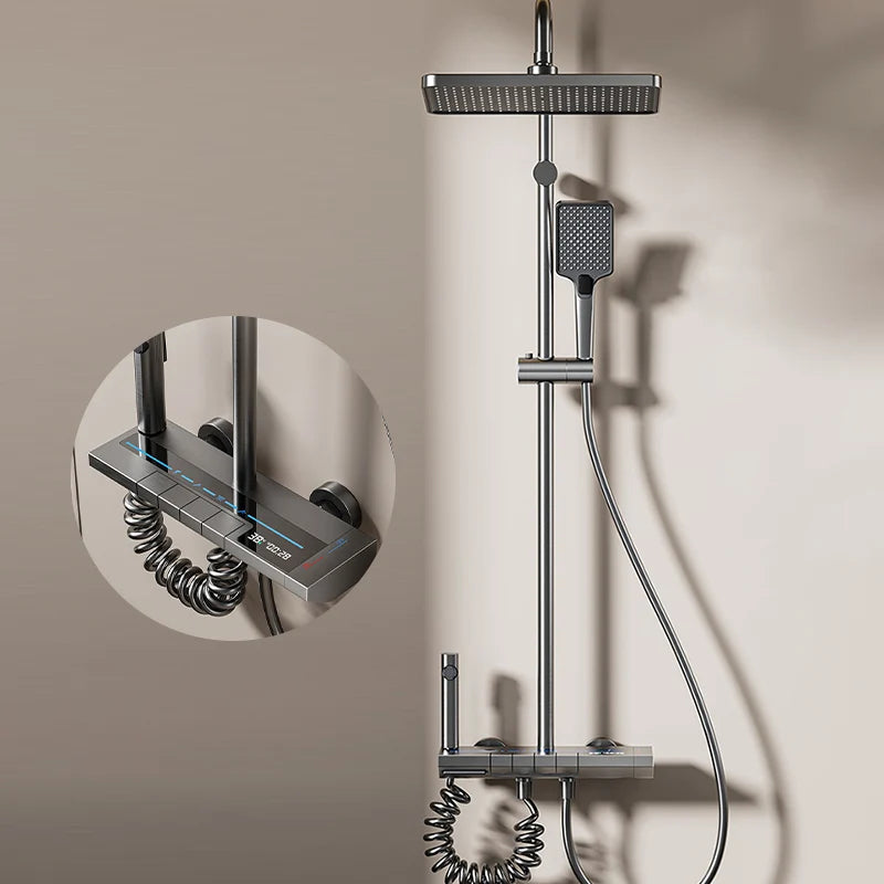 Yuki Like Gray Aluminum Shower Set – Digital Display & Ambient Light