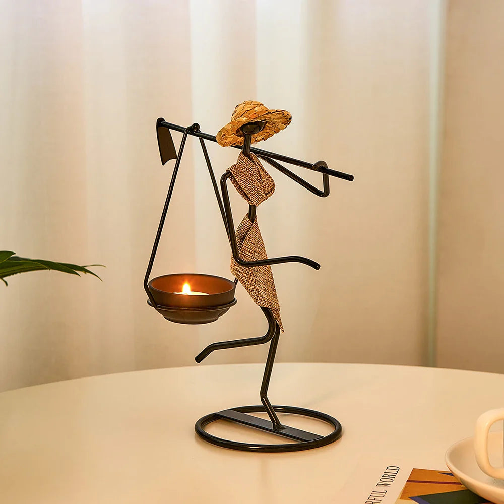 Woman Shaped Iron Candle Holder Luxury Romantic Decoration