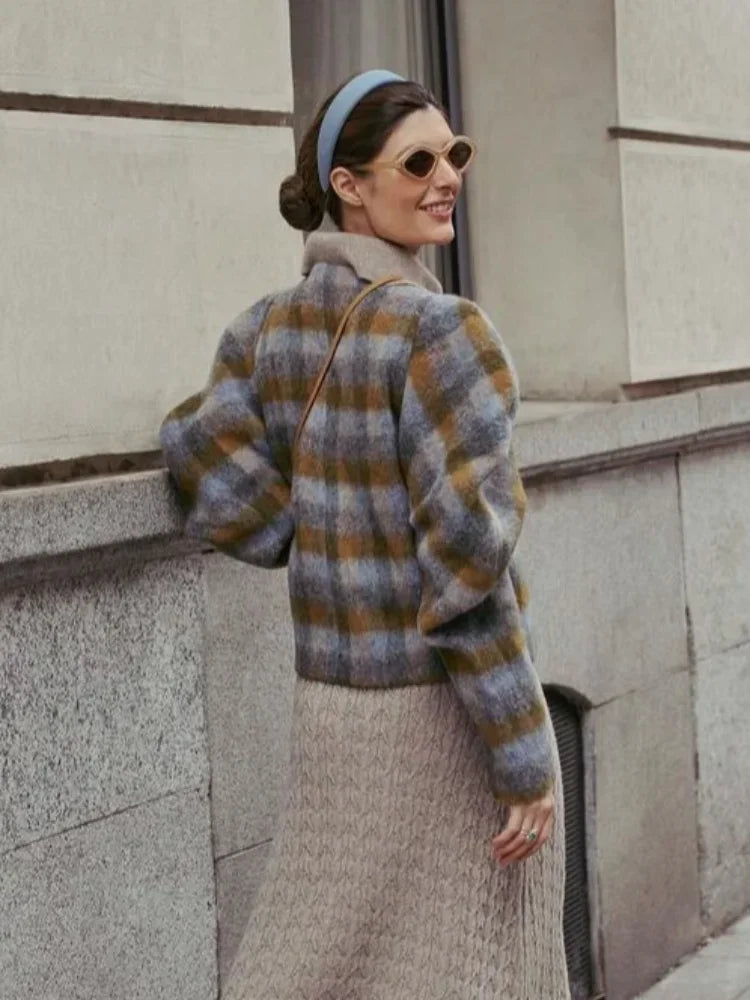 Madie's Vintage Plaid Trench - High Street-jas met dubbele rij knopen