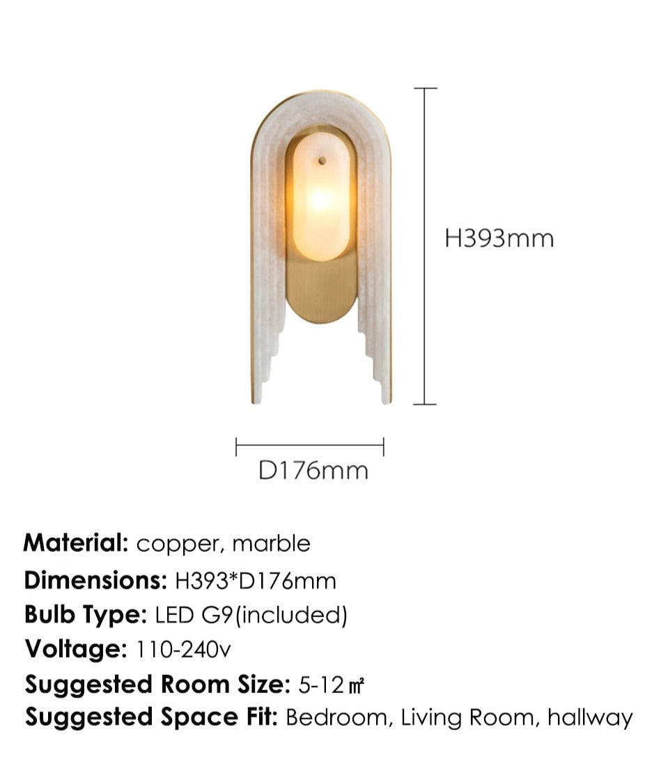 IIS Luxe matmarmeren wandlamp G9 koper-gouden wandkandelaar