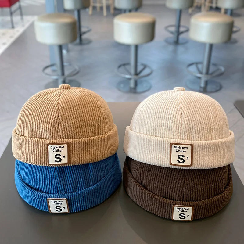 Koselig Corduroy Baby Brimless Hat | Justerbar vinterdokkerhette for småbarn