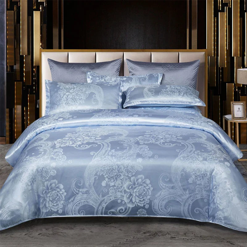 Wostar Copripiumino jacquard in rayon satinato 220x240 Set copripiumino estivo per letto matrimoniale di lusso