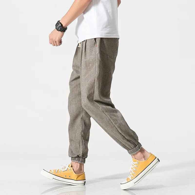 Pantalones Harem de Algodón y Lino para Hombre