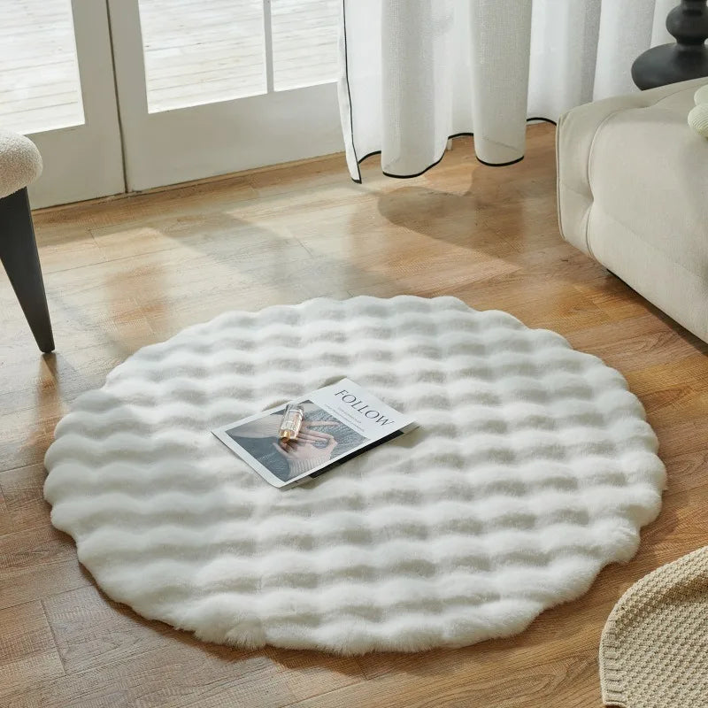 Sara Luxury Faux Fur Round Rug – Ultra Soft, Fluffy & Non-Slip