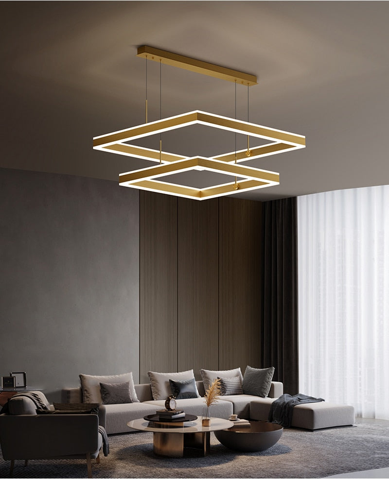 YLK Kare - Moderne led lysekrone for stue luksus kvadratisk design