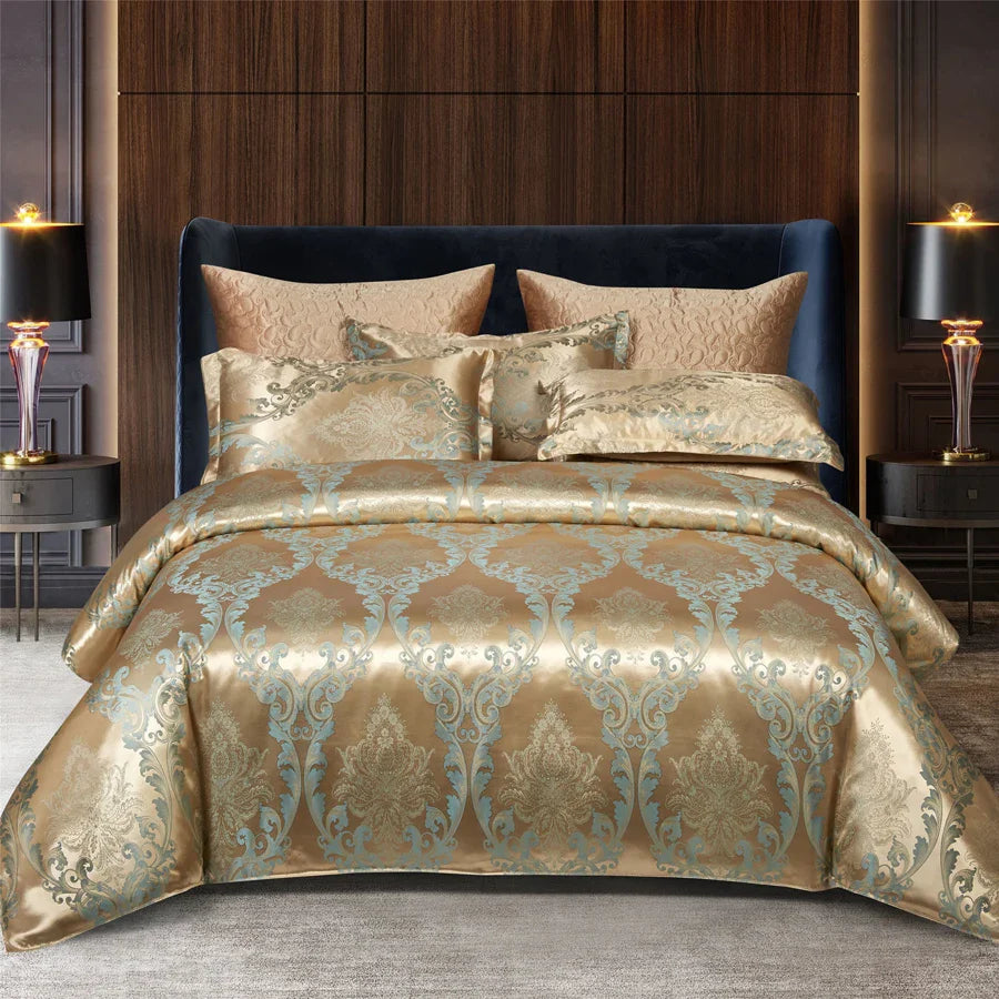 Wostar Copripiumino jacquard in rayon satinato 220x240 Set copripiumino estivo per letto matrimoniale di lusso